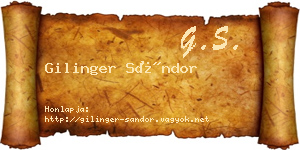 Gilinger Sándor névjegykártya